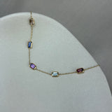 9ct Yellow Gold Multi Gemstone Rectangular Octagonal Rubover Bracelet