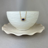 18ct Yellow Gold Sapphire Diamond Cushion Halo Necklace