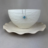 9ct White Gold Swiss Blue Topaz Diamond Halo Necklace 0.16ct