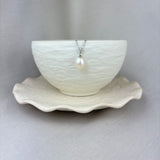 9ct White Gold River Pearl Diamond Drop Pendant 9mm