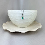 18ct White Gold Emerald Diamond Two Stone Pendant