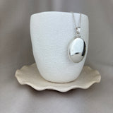 Memorial Locket, Plain Oval Sterling Silver 35x26mm