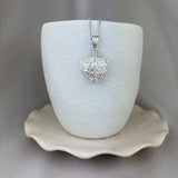 Memorial Locket, Embossed Heart Sterling Silver 25x22mm