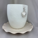 Memorial Locket, Embossed Heart Sterling Silver 25x22mm