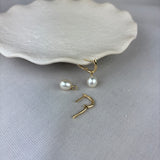 9ct Yellow Gold River Pearl Oval Hoop Earrings 7.5-8mm
