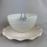 9ct White Gold Swiss Blue Topaz Diamond Hoop Earrings 0.46ct