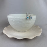 9ct White Gold Swiss Blue Topaz Diamond Hoop Earrings 0.46ct