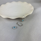 9ct White Gold Swiss Blue Topaz Diamond Hoop Earrings 0.46ct