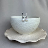 Sterling Silver River Pearl Oval Hoop Earrings 7.5-8mm