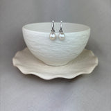 Sterling Silver River Pearl Oval Hoop Earrings 7.5-8mm