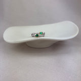 18ct White & Yellow Gold Statement Emerald Diamond Luxe Double Band Ring