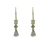 Vintage Design 9ct Gold Opal Diamond Drop Earrings