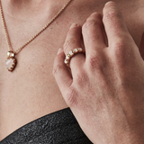 Stolen Girlfriends Club Halo Cluster Ring Rose Quartz Gold Plated