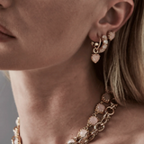 Stolen Girlfriends Club Love Claw Anchor Hoop Earrings Rose Quartz Gold Plated