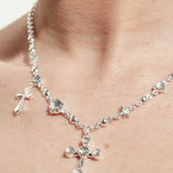 Stolen Girlfriends Club Gothic Multi Cross Necklace Quartz