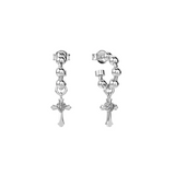 Stolen Girlfriends Club Gothic Cross Ball Chain Hoop Earrings