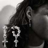 Stolen Girlfriends Club Gothic Cross Ball Chain Hoop Earrings