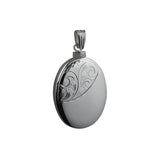 Memorial Locket, Half Engraved Oval Sterling Silver 35x26mm