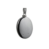 Memorial Locket, Half Engraved Oval Sterling Silver 35x26mm