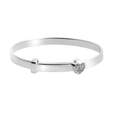 Little Star Luxe Platinum Plated Vega Diamond Heart Baby Bangle
