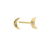 Little Star Luxe 9ct Yellow Gold Mina Diamond Moon Stud Earrings