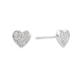 Little Star Luxe Platinum Plated Orion Diamond Heart Stud Earrings