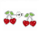 Little Star Studio - Ruby Cherry Crystal Girls Stud Earrings
