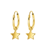 Little Star Studio - Esme Gold Plated Star Charm Girls Huggie Hoop Earrings