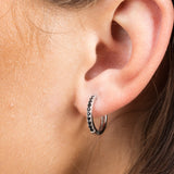 Scream Pretty Large Black Stones Huggie Hoop Earrings