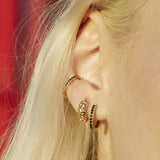 Scream Pretty Large Black Stones Huggie Hoop Earrings Gold Plated