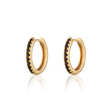 Scream Pretty Large Black Stones Huggie Hoop Earrings Gold Plated