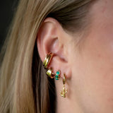 Scream Pretty Malachite Green Huggie Hoop Earrings Gold Plated