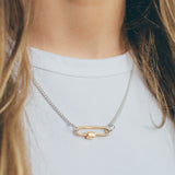 Scream Pretty Mixed Metal Long Link Carabiner Silver Curb Chain Necklace