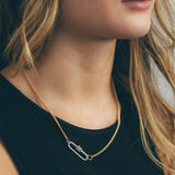 Scream Pretty Mixed Metal Long Link Carabiner Gold Curb Chain Necklace