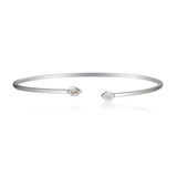 9ct White Gold Diamond Pear Shape Open Bangle 0.19ct