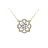 18ct Yellow Gold Diamond Flower Necklace 0.22ct