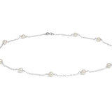 9ct White Gold River Pearl Station Necklace 5-5.5mm