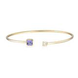 9ct Yellow Gold Tanzanite Diamond Octagonal Open Bangle