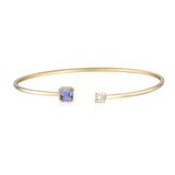 9ct Yellow Gold Tanzanite Diamond Octagonal Open Bangle