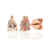 9ct Rose Gold Pink Morganite Pear Shape Stud Earrings
