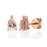 9ct Rose Gold Pink Morganite Pear Shape Stud Earrings