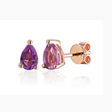 9ct Rose Gold Pink Amethyst Pear Shape Stud Earrings