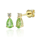 9ct Yellow Gold Peridot Diamond Pear Shape Stud Earrings