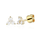 9ct Yellow Gold White Topaz Trefoil Stud Earrings