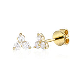 9ct Yellow Gold White Topaz Trefoil Stud Earrings