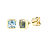 9ct Yellow Gold Aquamarine Octagonal Stud Earrings