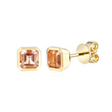 9ct Yellow Gold Peach Morganite Octagonal Stud Earrings
