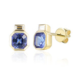 9ct Yellow Gold Tanzanite Diamond Octagonal Stud Earrings