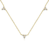 9ct Yellow Gold White Topaz Diamond Trefoil Necklace