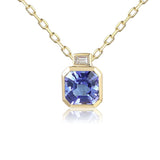 9ct Yellow Gold Tanzanite Diamond Octagonal Necklace